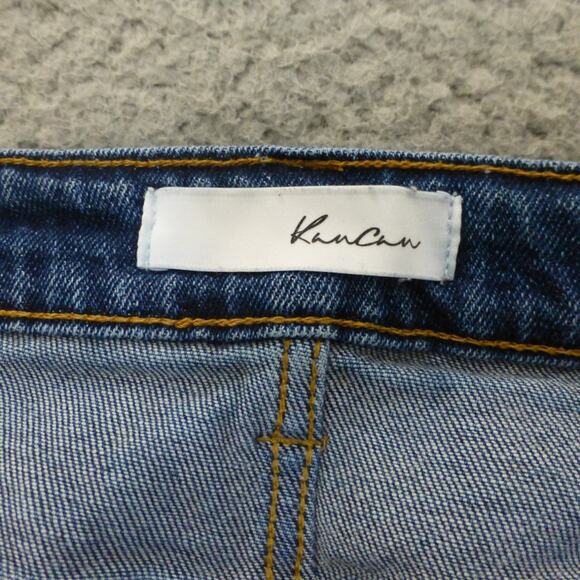 Kancan Jeans Womens XL High Rise Ankle Skinny Raw Hem Med Wash Blue Denim - Picture 4 of 11